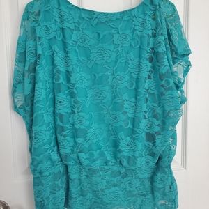 AB Studio Teal Lace Blouse